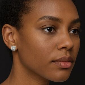 Moissanite/Sterling Silver 925 Stud Earrings